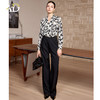 AD高级感长袖花衬衫女春2026新款通勤穿搭职业衬衣黑色裤子两件套 商品缩略图2