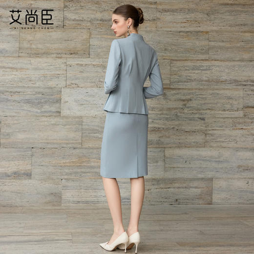 艾尚臣高端优雅西装套装女灰蓝色时尚套装气质高级感工作服两件套 商品图4