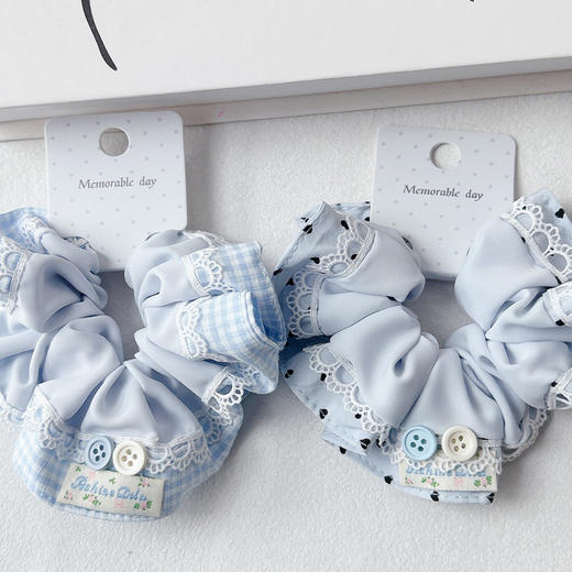 韩系简约甜美冰盐蓝蕾丝发圈-纪念日百货门店同款169447191 商品图0