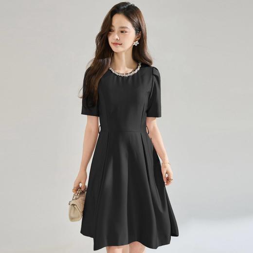 「高货sh」全新升级【铂金会员321/天猫429/差价108】(21902)洛诗琳法式小香风钉珠领连衣裙2026春夏新款收腰显瘦裙子 商品图1