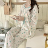 【89.9元1套】40支绵绸睡衣家居服套装系列春夏新款睡衣女士长袖长裤40支全人棉绸开衫套装国风印花舒适。rg 商品缩略图4