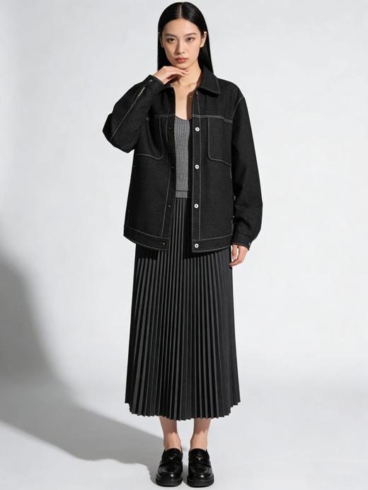 【利落翻领 大口袋设计 复古感直接拉满】挺括有型情侣仿牛仔夹克衬衣（E50-G6683） 商品图11