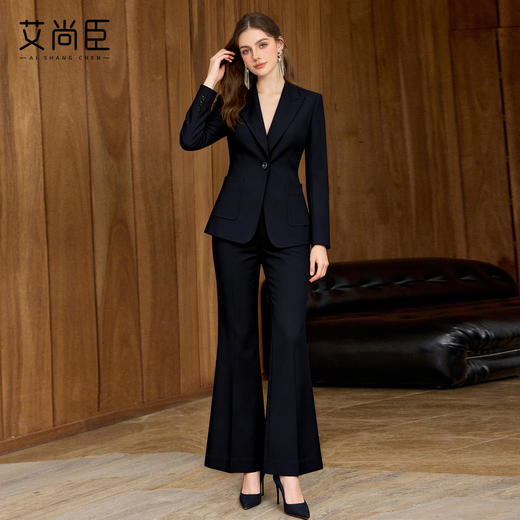 艾尚臣2026新款藏蓝色西装套装女通勤职业装高级感商务风两件套冬 商品图1