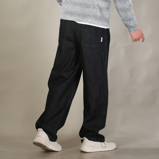 DRONKOO 2026 抽绳松紧腰破骨前移左袋织唛普洗中厚牛仔长裤 商品图3