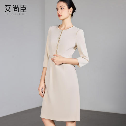艾尚臣气质西装连衣裙女七分袖收腰显瘦通勤干练职业装优雅风A裙 商品图2