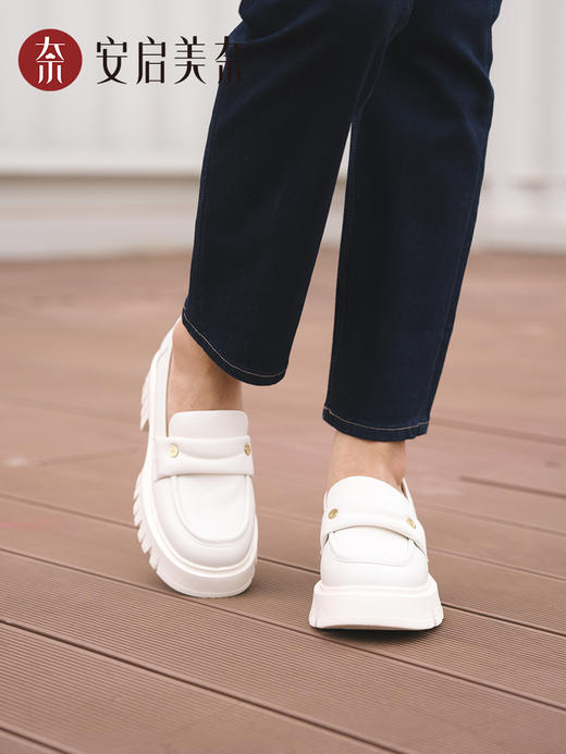 ARCHCONTACT安启美奈圆头深口复古厚底松糕乐福鞋52852 商品图2