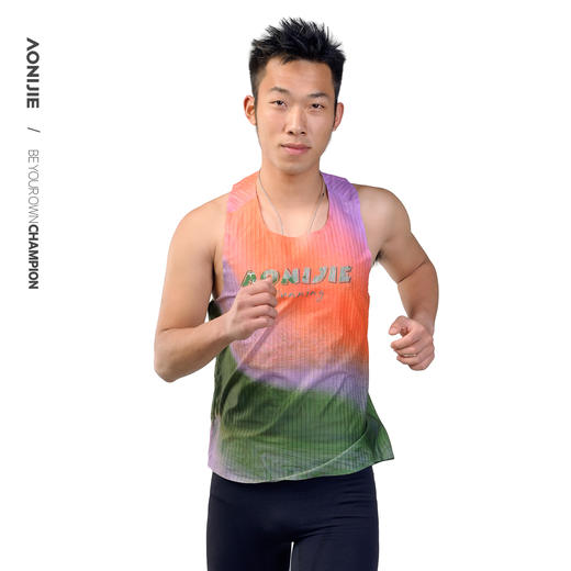 【2026新款】奥尼捷男款工字马拉松透气呼吸楼梯格不黏身速干运动背心 商品图3