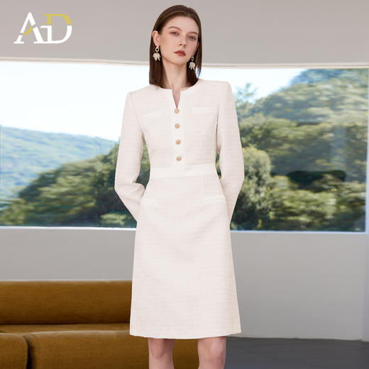 AD小香风长袖连衣裙女春2026新款高级感气质名媛女神范职业装裙子 商品图2