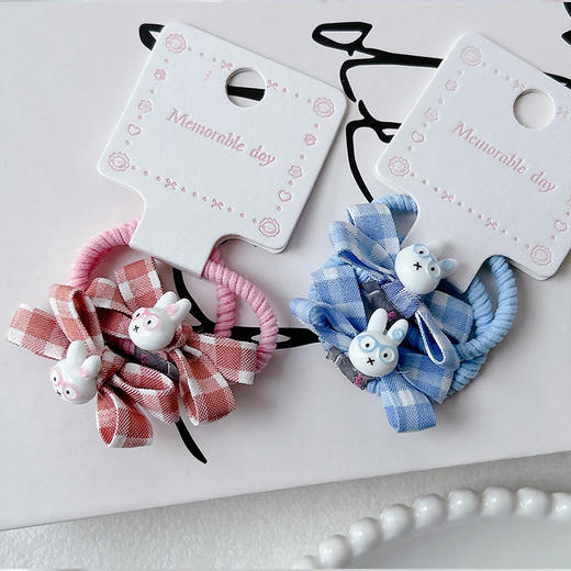 兔子清新格子皮筋RT对扎-纪念日百货门店同款169256546 商品图0