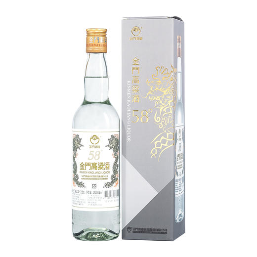 台湾金门高粱酒 双龙系列白金龙 0.5L-58度 6瓶整箱装 商品图0