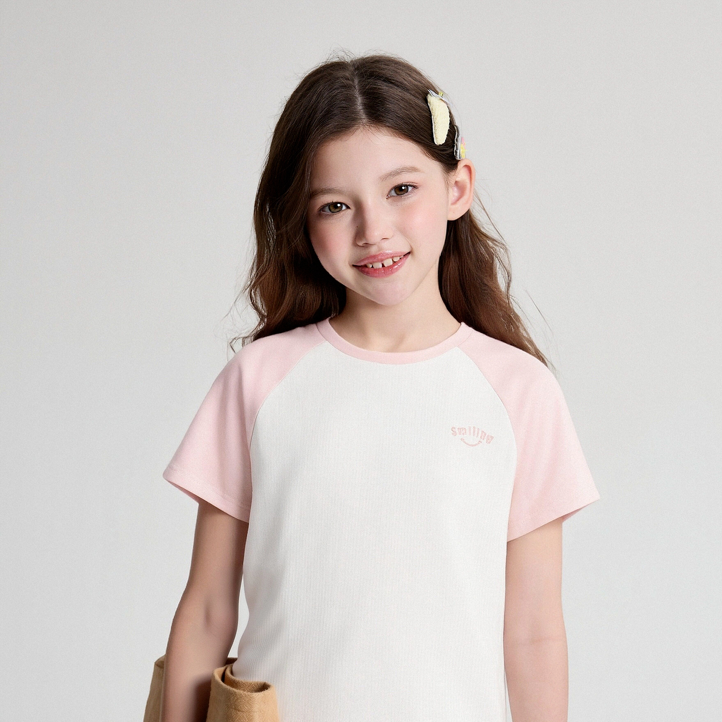 笛莎/Deesha 2026年夏季新款女童中大童插肩袖撞色T恤