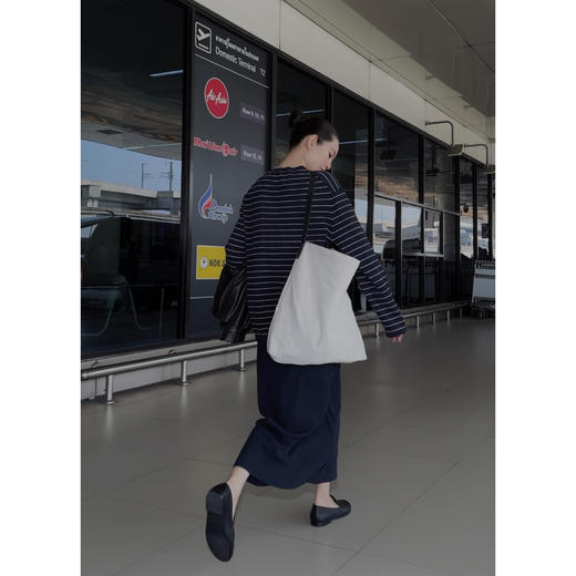 THESOONG|"质感生活家"经典条纹高支半裙松紧腰休闲套装7663/7662 商品图0