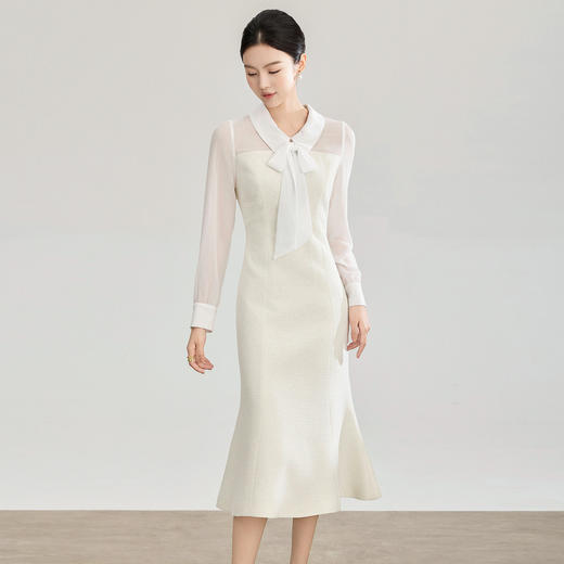 「高货wl」全新升级【铂金会员339/天猫459/差价120】(12457)洛诗琳气质亮丝编织小香风连衣裙2026春季新款收腰鱼尾裙 商品图0