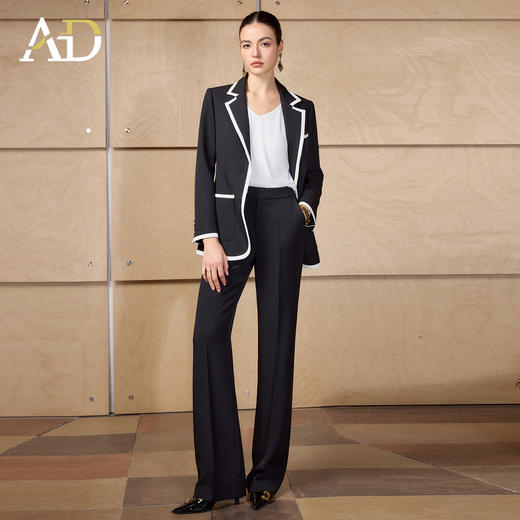 AD老钱风黑色撞色包边西装套装女春秋2026新款高级感巨好看一整套 商品图1