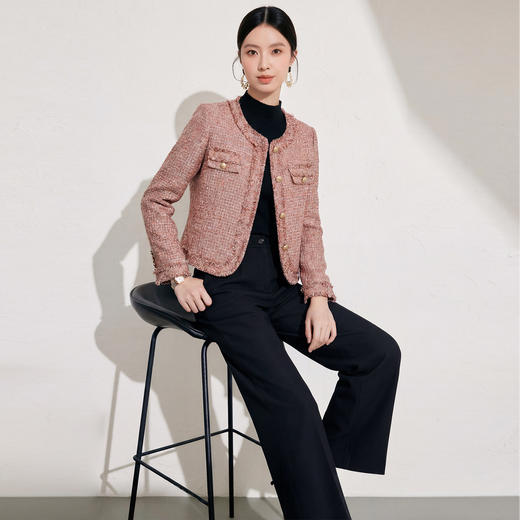 艾尚臣小香风名媛套装女春秋职业装外套半裙两件套千金风通勤装 商品图3