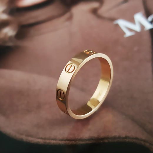 【天然正品】AU750玫瑰金简约时尚LOVE定制款戒指 53号300126TJ35 商品图2
