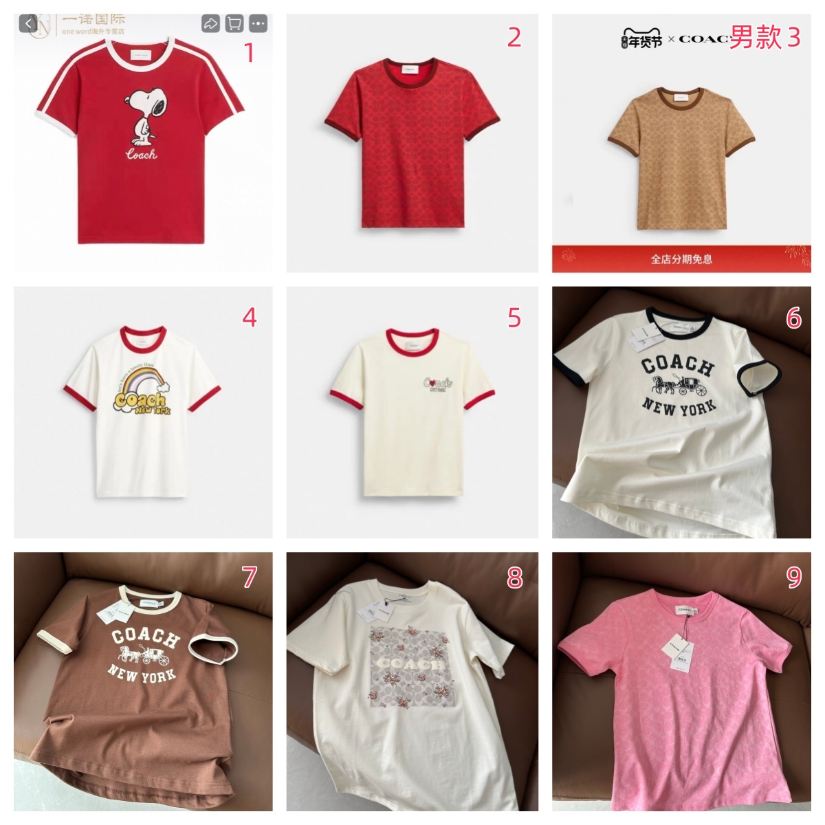 点此购买 蔻驰春夏季男女款短袖T恤合集 ye 340855