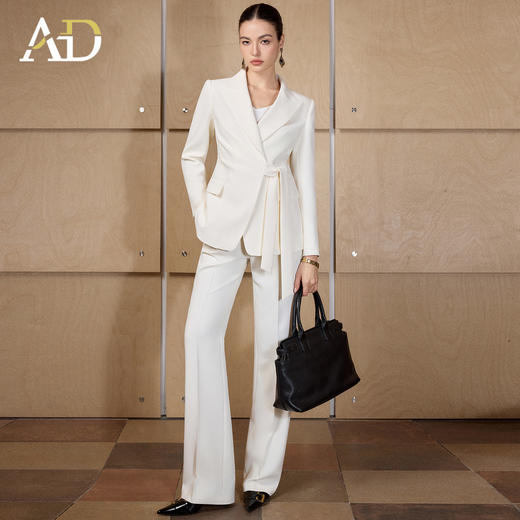 AD白色西装套装女春秋2026新款高级感爆款穿搭职业装阔腿裤两件套 商品图3