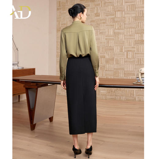 AD高端精致缎面衬衫裙子套装女士长袖飘带衬衣轻奢高级感通勤穿搭 商品图4