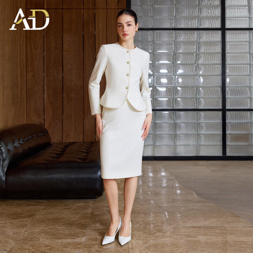 AD2026年春季职业套装通勤长袖半身裙两件套高档工作服西装套装裙 商品图3