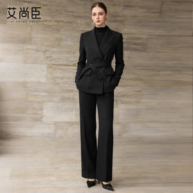 艾尚臣黑色西装套装女春季新款长袖西服收腰职业装通勤风气质正装