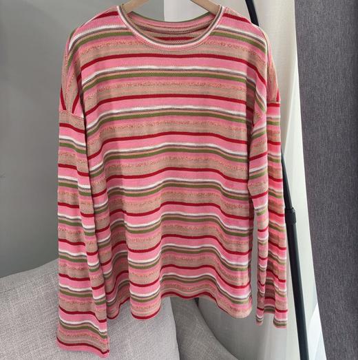 Triuuchu | 阳光海岸条纹慵懒T 粉系泡泡感撞色纹 质感/舒适/百搭 轻松出门凹造型 #5151 商品图4