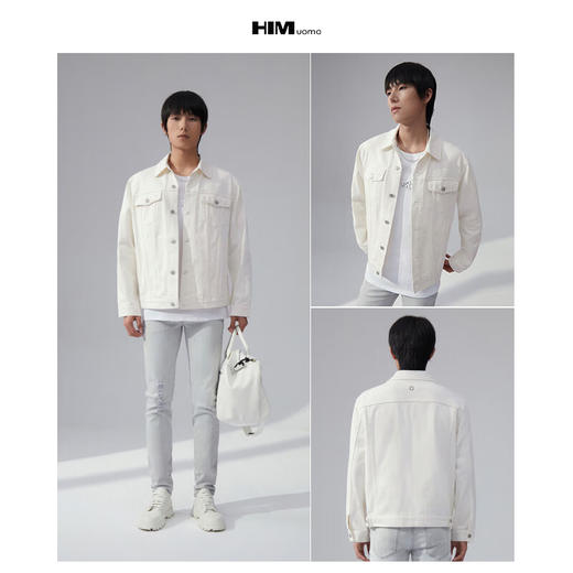 HIM漢崇 休闲复古牛仔夹克男舒适潮流简约百搭长袖外套 2025秋季 商品图3
