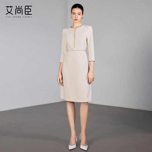 艾尚臣气质西装连衣裙女七分袖收腰显瘦通勤干练职业装优雅风A裙 商品图3