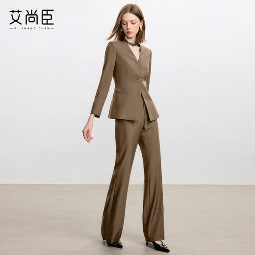艾尚臣复古老钱风时尚套装女经典西服阔腿裤两件套冬季通勤职业装 商品图1