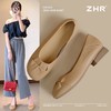 ZHR则则羊皮浅口气质单鞋真皮女2026新款百搭粗跟一脚蹬通勤单鞋 商品缩略图1