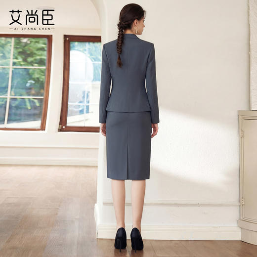 艾尚臣灰色西装套装女长袖职业装显瘦两件套OL通勤职场商务穿搭春 商品图4