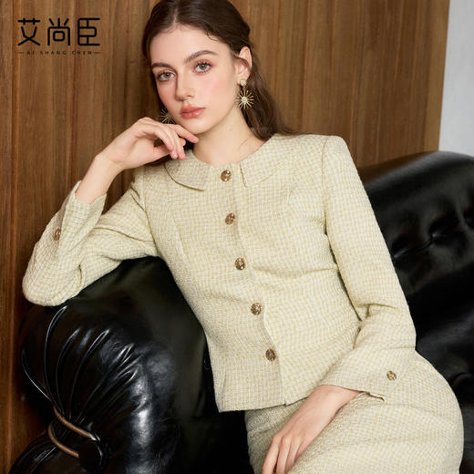 艾尚臣富家千金小洋装韩版两件套职业小香风套装外套半裙两件套女 商品图3