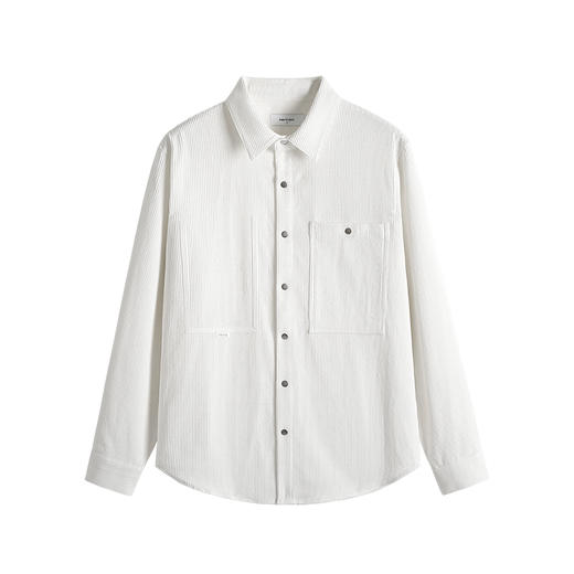 HIM漢崇  灯芯绒长袖衬衫男休闲潮流方领纯色衬衣外套男 2025秋季 商品图4