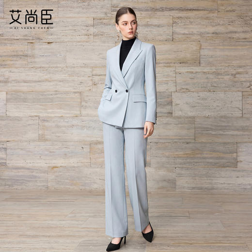 艾尚臣蓝色西装套装女2026春季商务风职业装两件套通勤高级感西服 商品图1