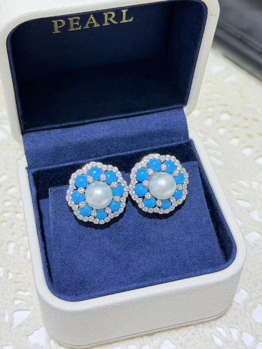 ⁶绝美925【akoya绿松石】耳钉  8-9mm无调色，施华洛世奇水钻，出证书，24小时鉴赏期【香港】SS06-QTT-XGZZ 商品图3