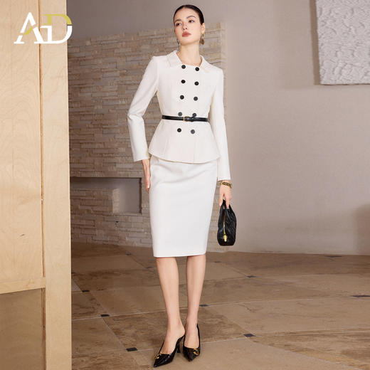 AD高端精致双排扣西装套裙女2026新款高级感穿搭职业装两件套裙子 商品图0