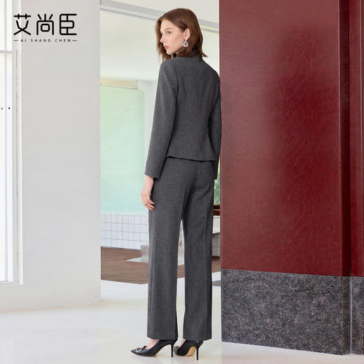 艾尚臣高级感灰色西装套装女春季长袖职业装通勤商务优雅风两件套 商品图4