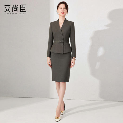 艾尚臣长袖西装半裙两件套女2026年春季高级感西服通勤职业装套装 商品图2