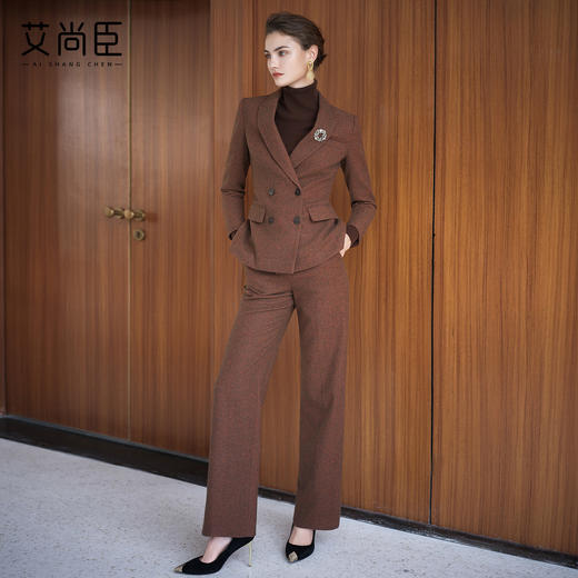 艾尚臣毛呢时尚套装**练气场强大西服职业装高级*西装两件套冬 商品图1
