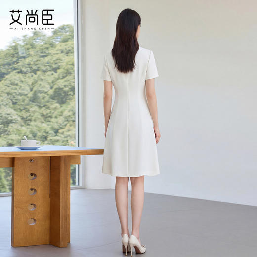 艾尚臣初恋小白裙极简风连衣裙女夏短袖A字裙轻奢质感显瘦气质裙 商品图4