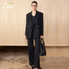 AD气质老钱风黑色双排扣西装套装女职业装阔形商务正装长裤2026春 商品缩略图3