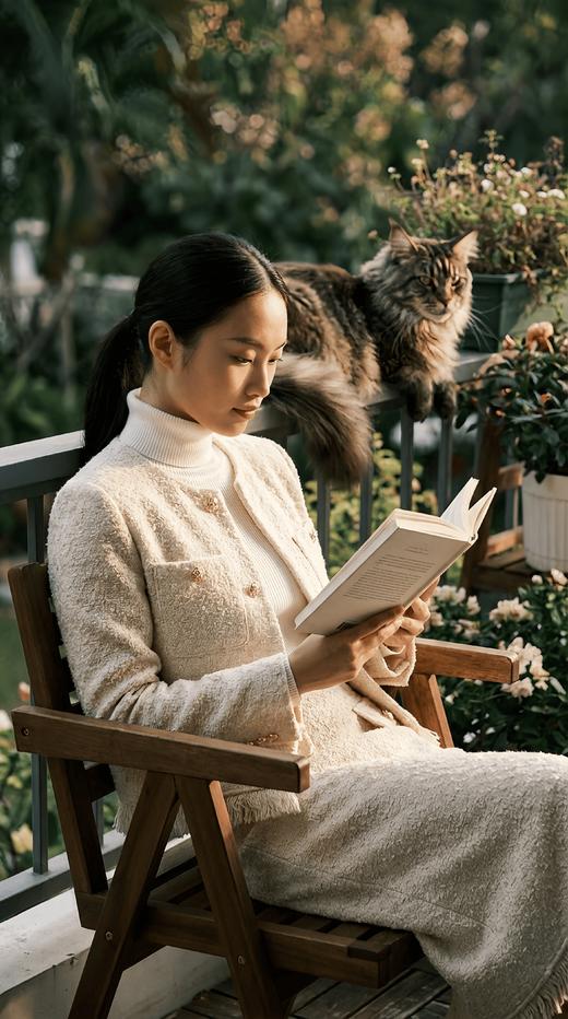 HN 名媛袖口驼鸟毛摆虚边小香外套 商品图2