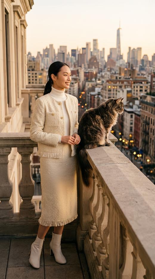 HN 名媛袖口驼鸟毛摆虚边小香外套 商品图7