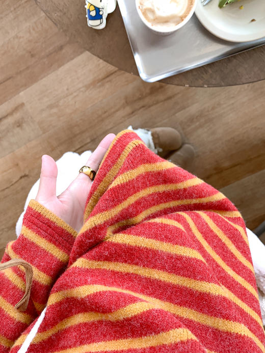 <曾小咸推荐>2.28现货秒杀！微信超特价！宽松慵懒风复古条纹针织长袖T 日常169.99 立减90 秒杀79.99！ 商品图6