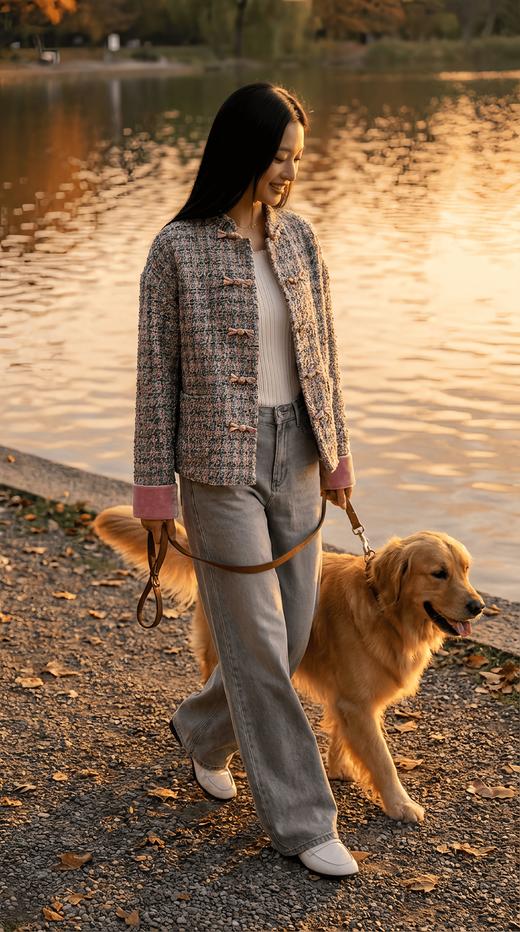 中式撞色拼接袖前短后长立领外套 商品图6