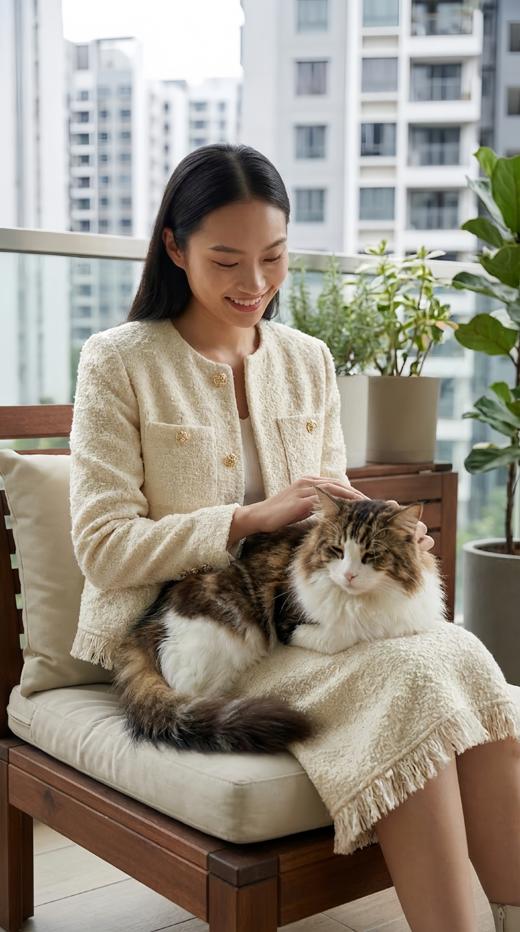 HN 名媛袖口驼鸟毛摆虚边小香外套 商品图1