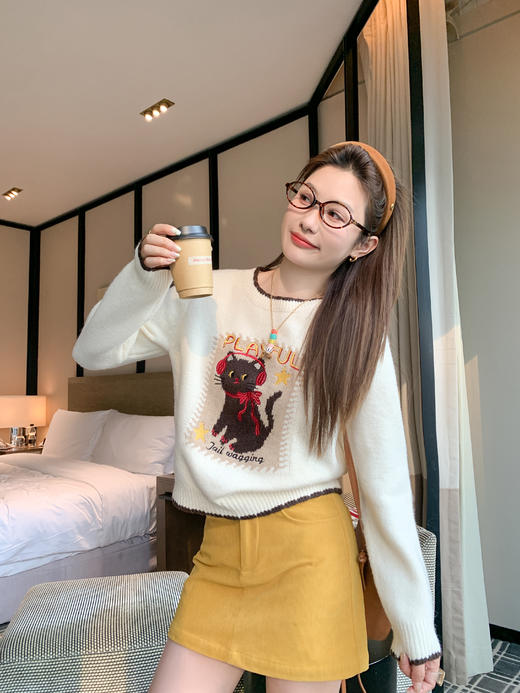 <曾小咸推荐>3.1现货秒杀！微信超特价！杏色圆领毛衣长袖上衣 日常189.99 立减100 秒杀89.99！ 商品图5