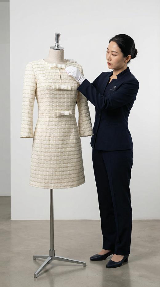 圆领钉珠蝴蝶结收腰连衣裙 商品图5