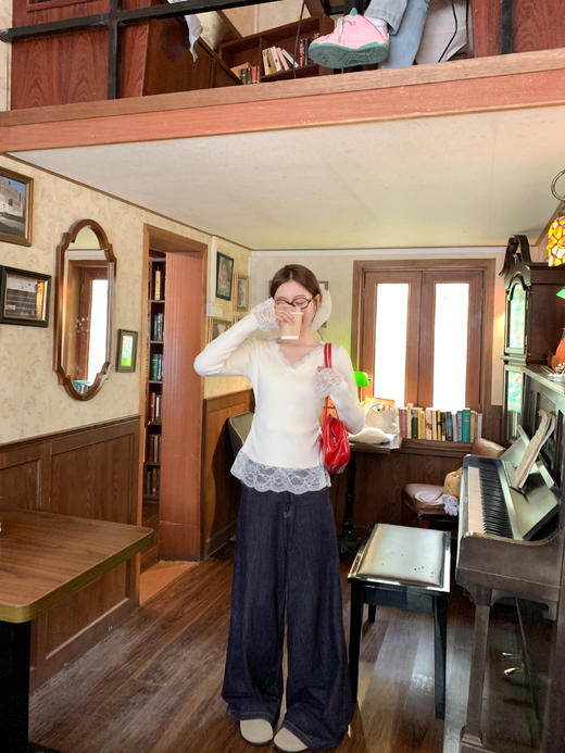 <曾小咸推荐>3.1现货秒杀！微信超特价！韩系v领蕾丝花边毛针织衫 日常129.99 立减60 秒杀69.99！淡粉色麻花v领毛衣 秒杀129.99！！ 商品图6