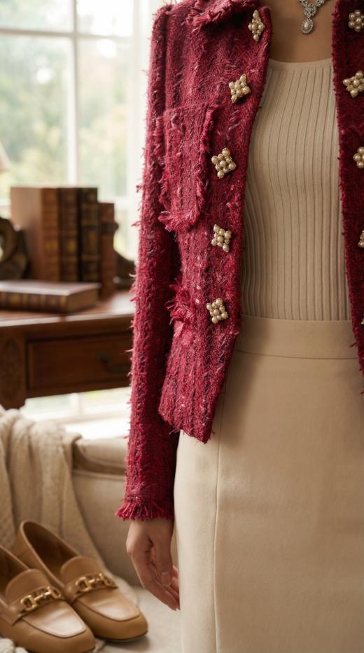 翻领虚边秀场款小香外套 商品图3